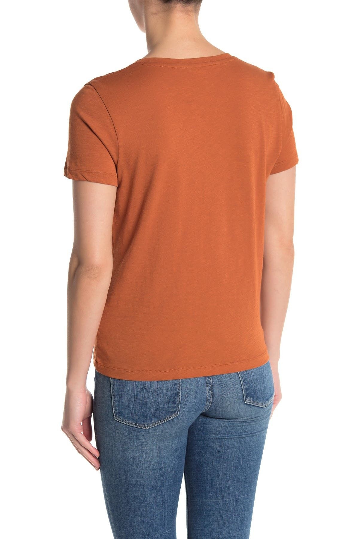 Madewell Whisper V-Neck T-Shirt, Size Small in Burnt Clay at Nordstrom