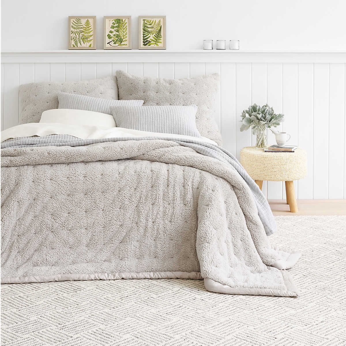 Marshmallow Fleece Grey Puff Sham - Dutch Euro