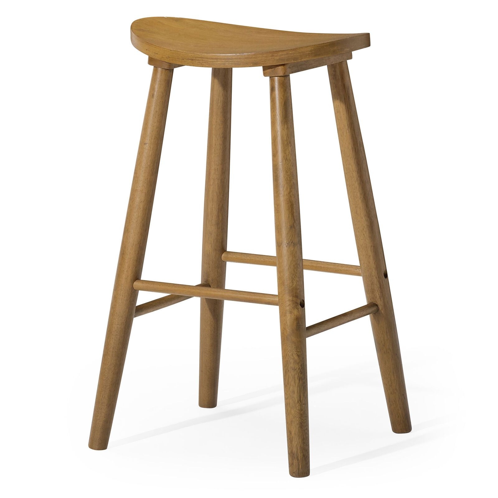 Maven Lane Luna Bar Stool In Rustic Natural Wood Finish, Set Of 4