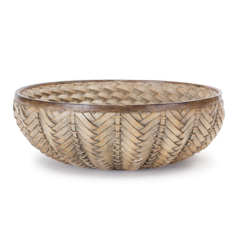 Melrose 2-Pack Decorative Wicker Design Bowls, Brown