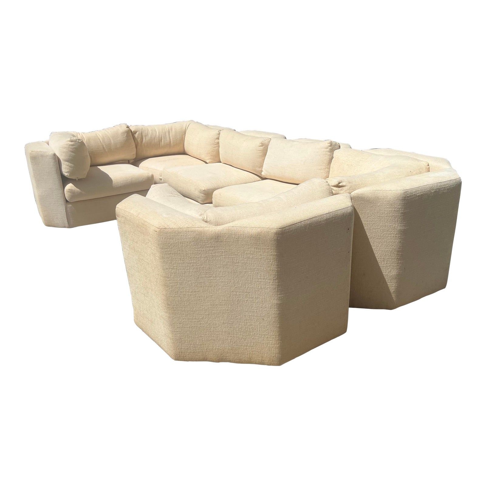 Milo Baughman for Thayer Coggin 6 Piece Honeycomb Back Sectional Sofa