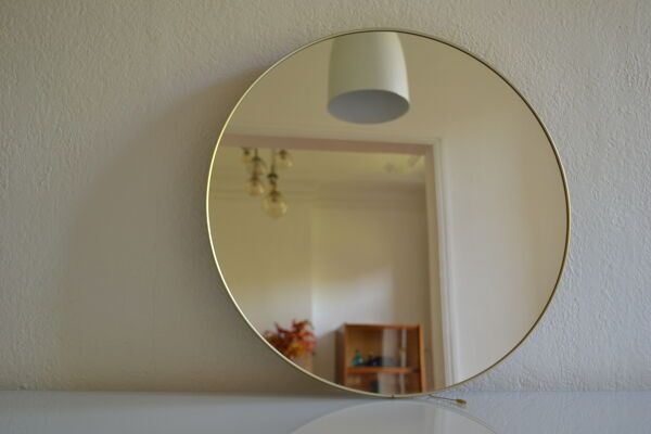 Miroir moderniste rond retroeclaire annes 70 60cm