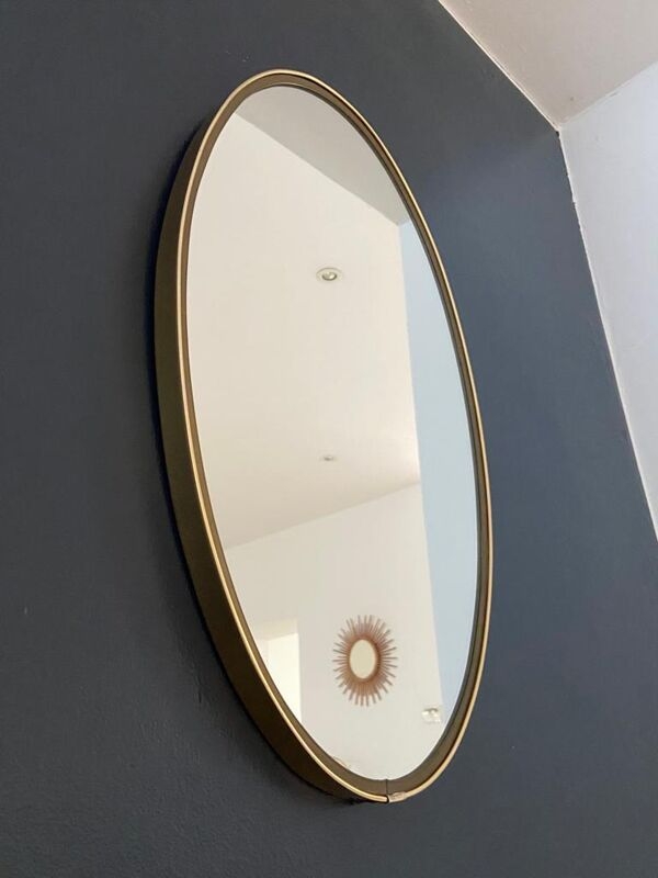 Miroir retroviseur oval contour dor 33x57cm