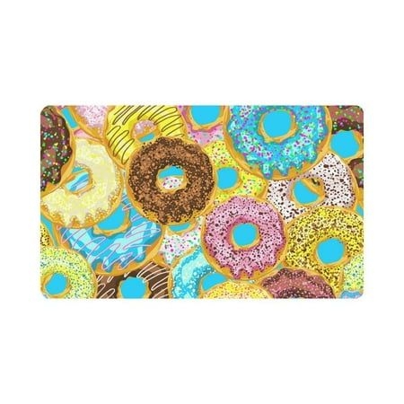 Mkhert Funny Colorful Donuts Cute Dessert Doormat Rug Home Decor Floor Mat Bath Mat 30x18 inch, Blue