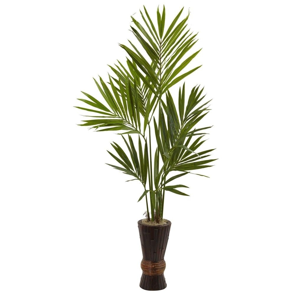 Nearly Natural 6 Kentia Tree w/Bamboo Planter