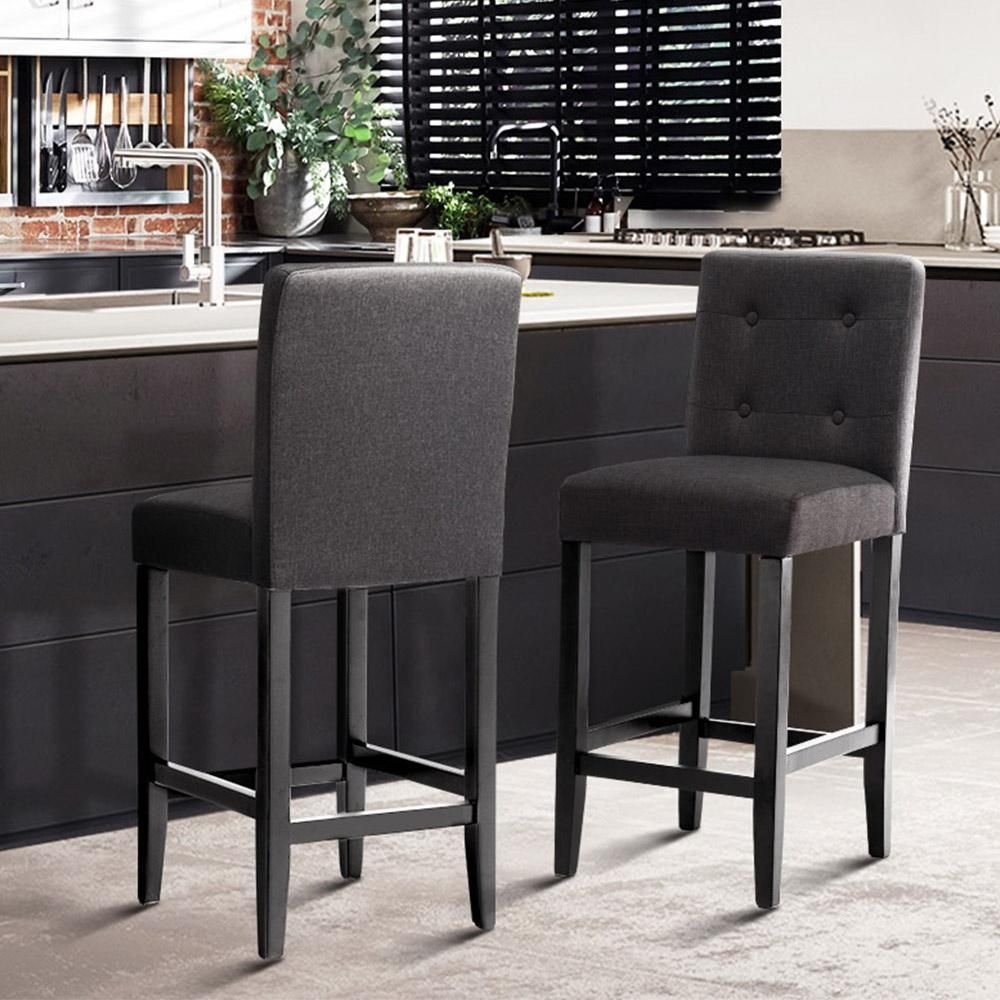 NNEDSZ Set of 2 Provincial Style Bar Stools - Charcoal