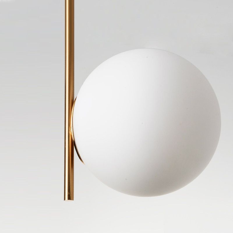 Nordic 2 Lights Chandelier Lighting Gold Sphere Pendant Light Kit with Opal Glass Shade - Gold