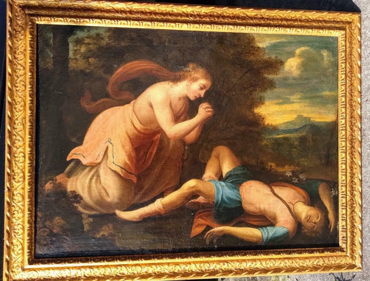 Old Antique Oil Painting on Canvas Old Master Portrait Landscape Man Woman Lady