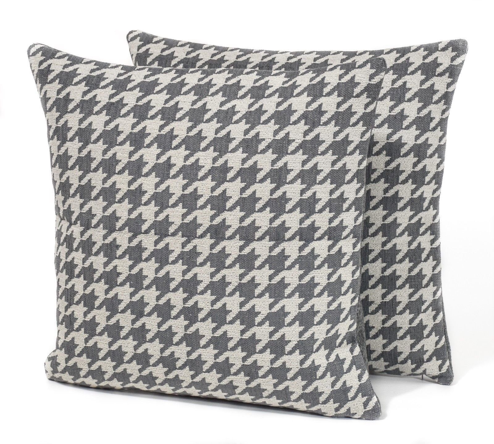 One pair - decorative designer pillow cushion cover - Casamance Paris Pacte Fabric Wool Houndstooth Gray Ecru - accent throw pillow