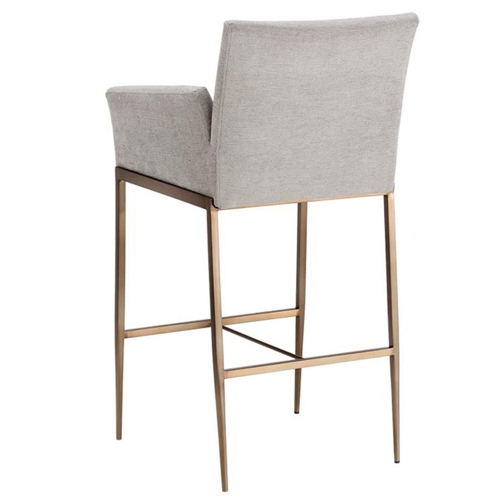 Open Box Sunpan Gesa Industrial Stone Grey Performace Antique Brass Bar Stool | Grey/Silver | Steel