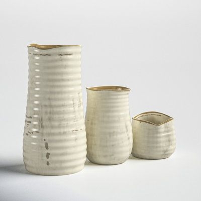 Orsa 3 Piece White Ceramic Table Vase Set