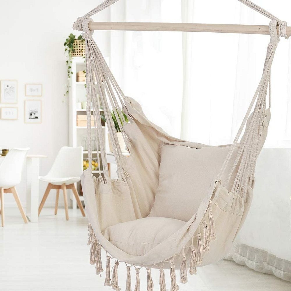 Outdoor Hammock Chair Hanging Chairs Swing Cotton Rope Net Swing Cradles Kids Adults Swing Seat Chair
