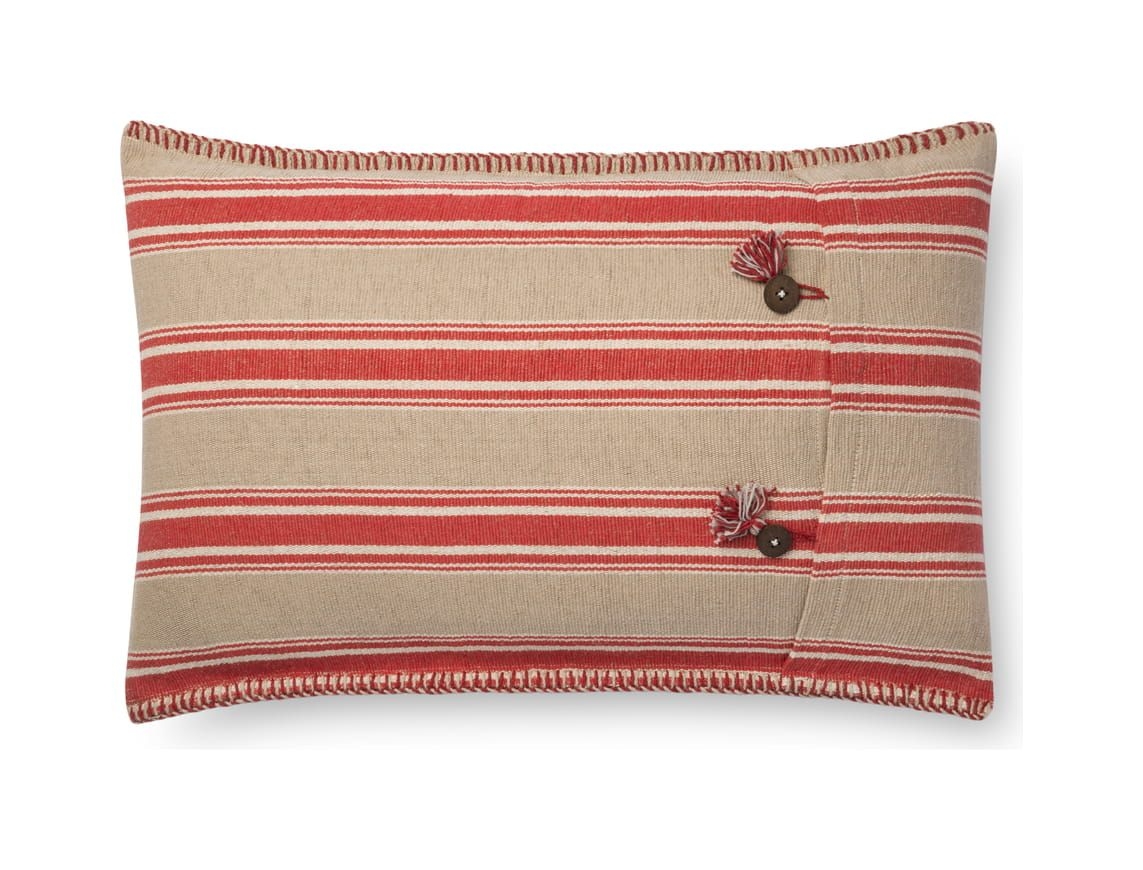 P0718 - Color: Red, Natural; Pillow filler: Down