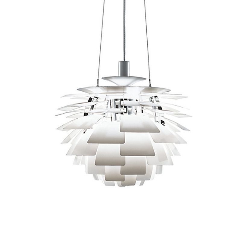 Pinecone Shade Pendant Light Natural Designer Aluminum Hanging Light for Living Room - Silver / 19