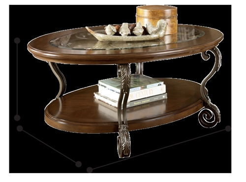 Preston Oval Wood Coffee Table with Glass Top