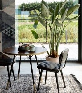 Retro Esstisch Denise Rund Messing Brass Walnussfarben  90 cm