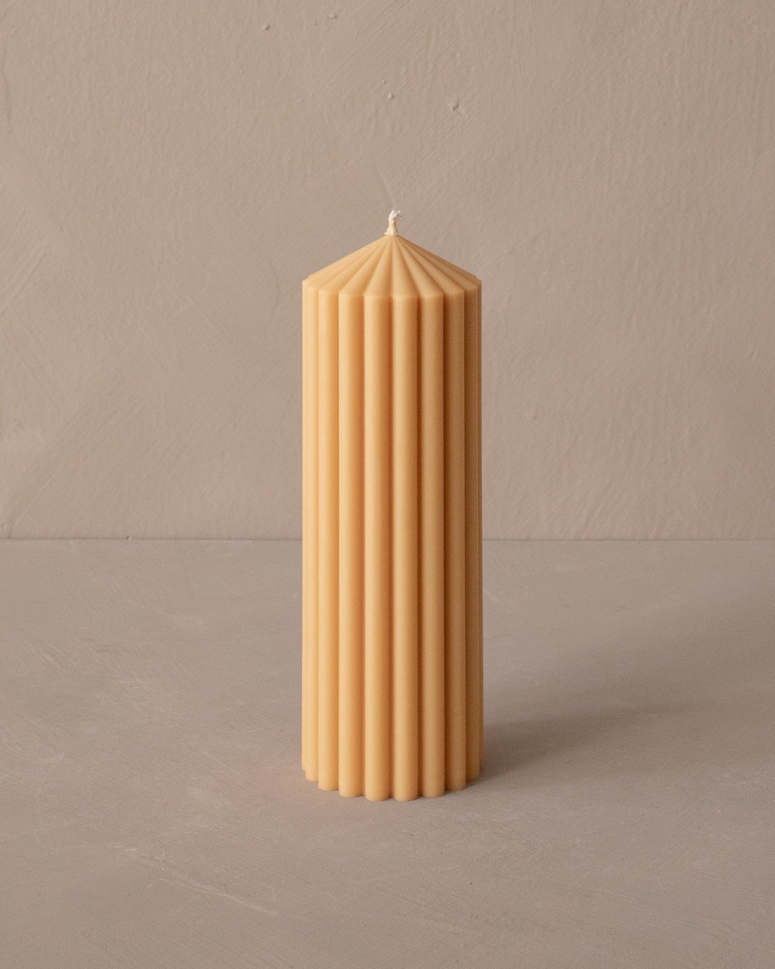 Ribbed Peak Pillar Candle - Amber / Short