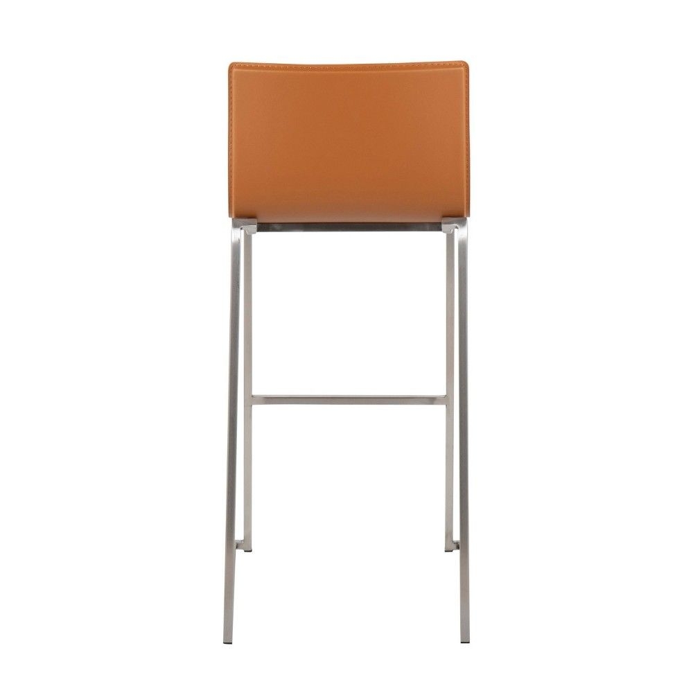 Set of 2 Mara Upholstered Barstools Camel/Stainless Steel - Lumisource