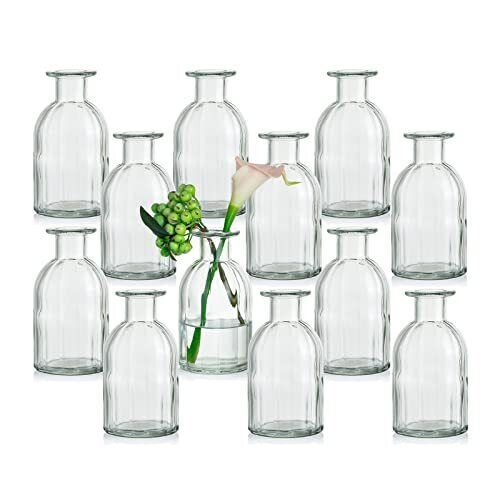 Small Bud Vases For Centerpieces: Mini Clear Glass Vase Bulk Set Of 12 Cute F...