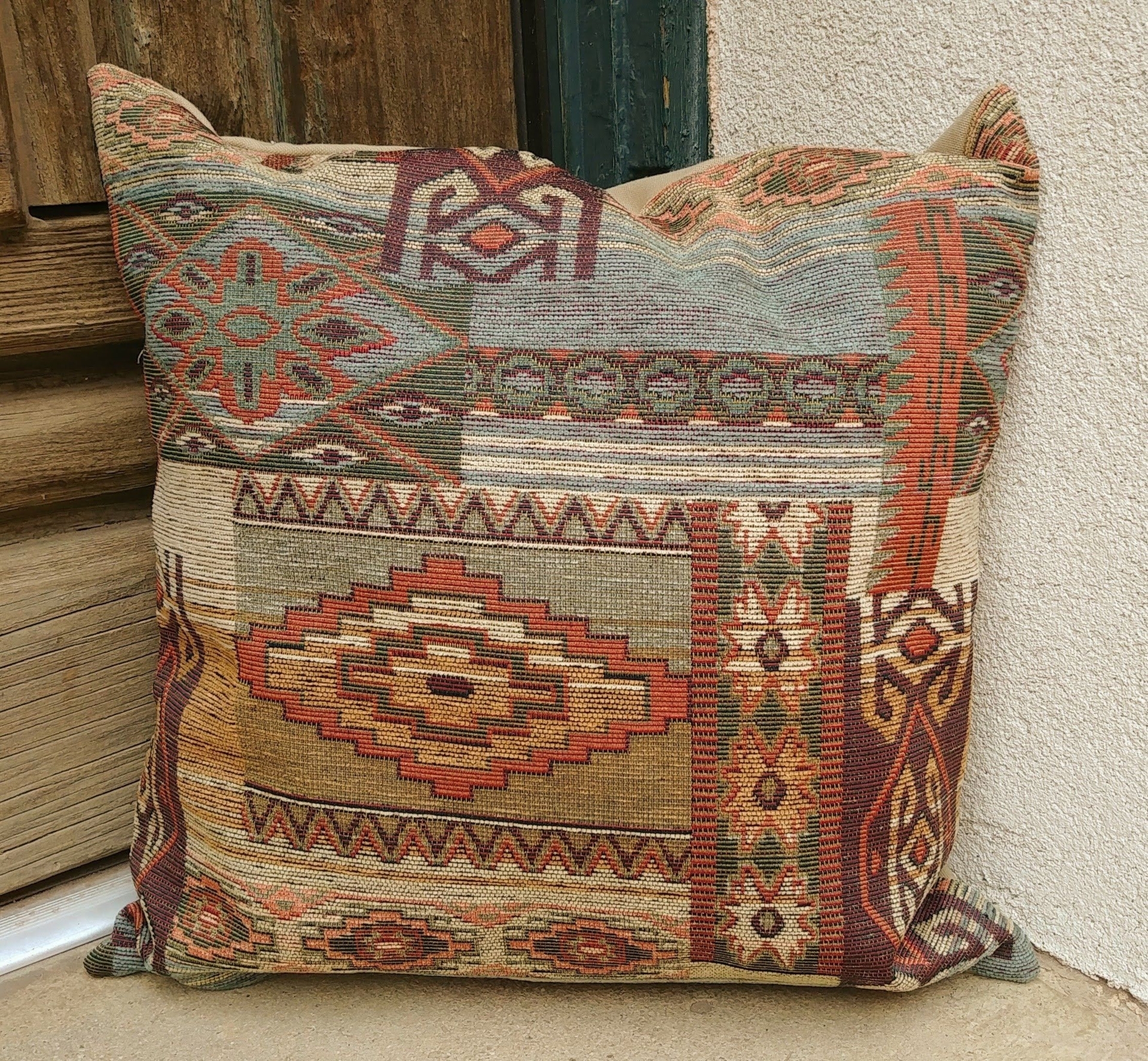 Southwestern pillow cover. 16 x 16 to 24 x 24. Soft, rich and sturdy fabric. Traditional southwest colors