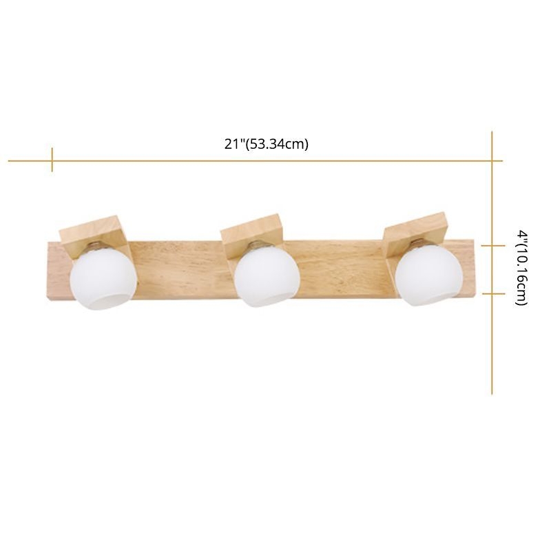 Spherical Bathroom Wall Sconce Lighting Wooden Simplicity Style Sconce Light Fixture in Wood - Wood