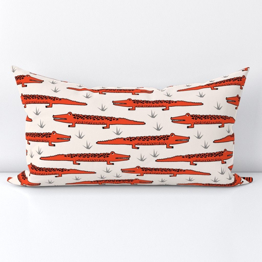 Spoonflower Lumbar Throw Pillows - Animal Tropical Alligator Florida Gator Reptiles Andrea Lauren