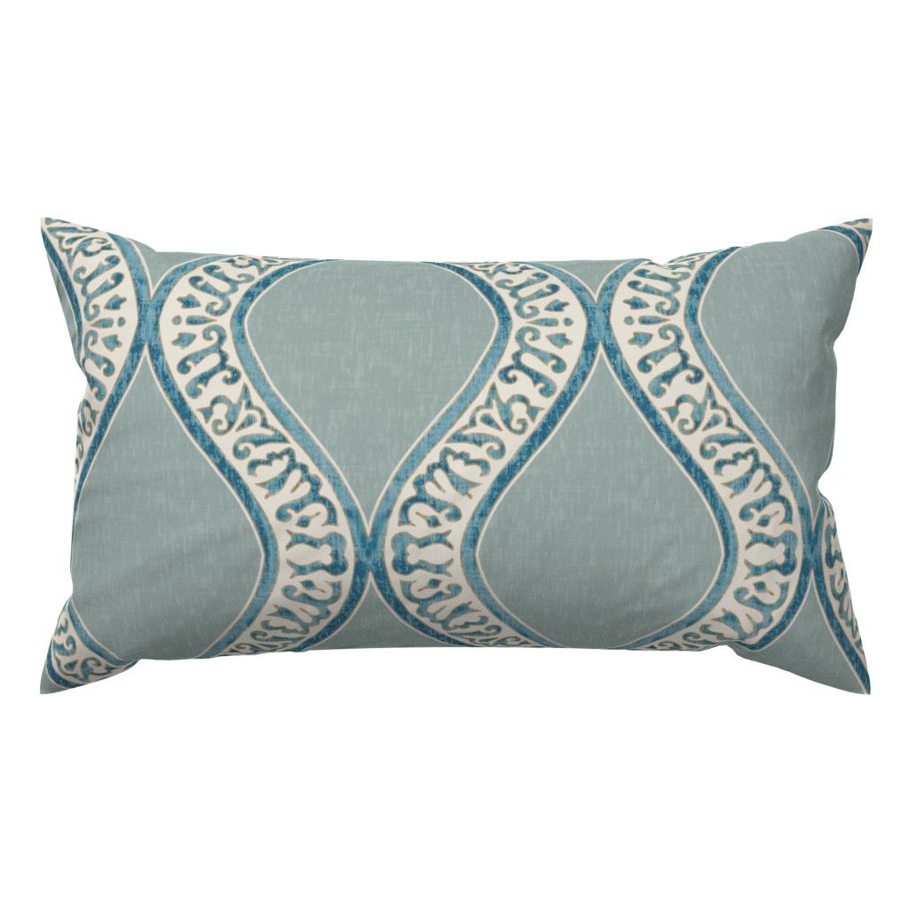 Spoonflower Lumbar Throw Pillows - Blue Medieval Damask Renaissance