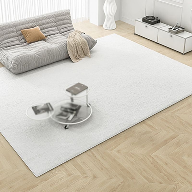 Stylish Living Room Area Rug Pure Color Polyester Area Carpet Non-Slip Backing Area Rug - 5'11 x 6'7 / Grey