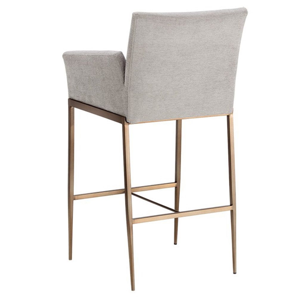 Sunpan Gesa Industrial Stone Grey Performace Antique Brass Steel Bar Stool