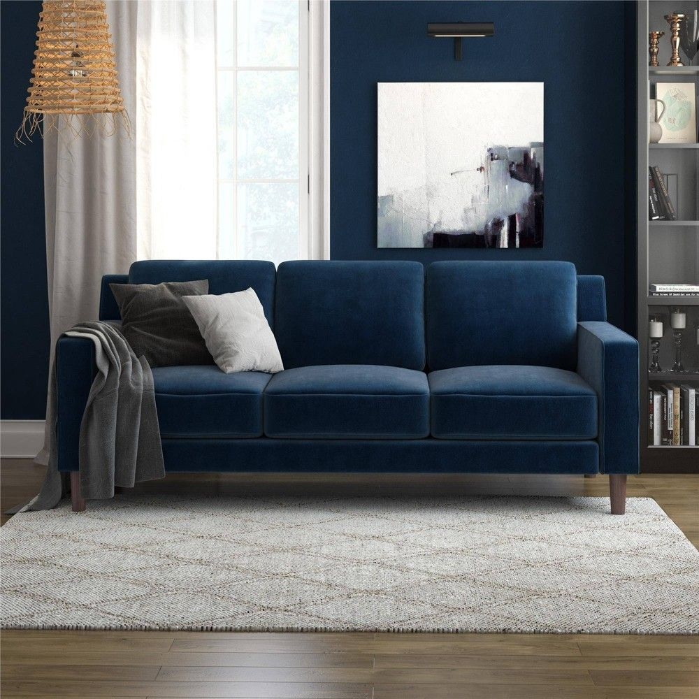 Taliyah 3 Seater Sofa Blue Velvet - Room & Joy