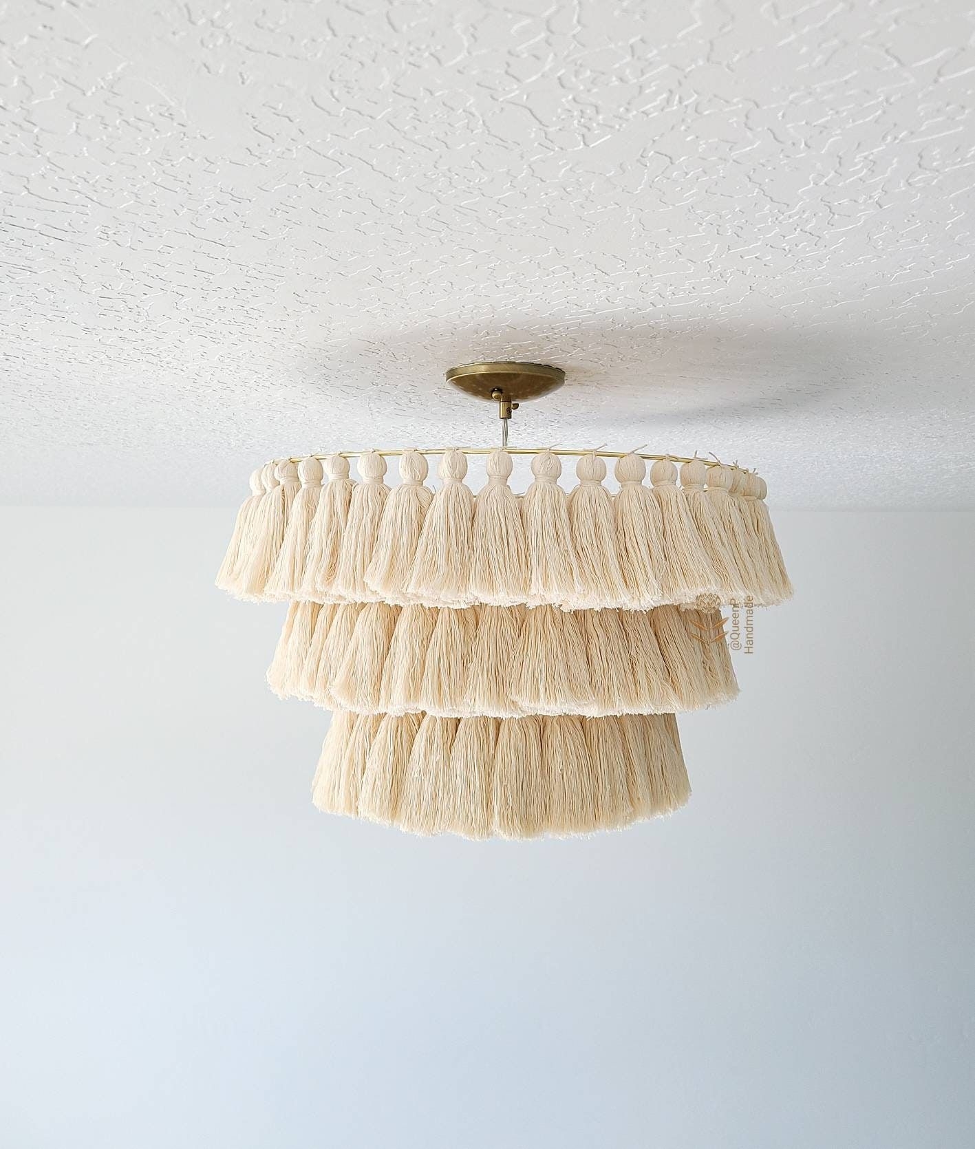 Tassel Chandelier, Boho Chandelier, 3-Teired Boho Light Fixture, Nursery Chandelier, Chandelier Lighting