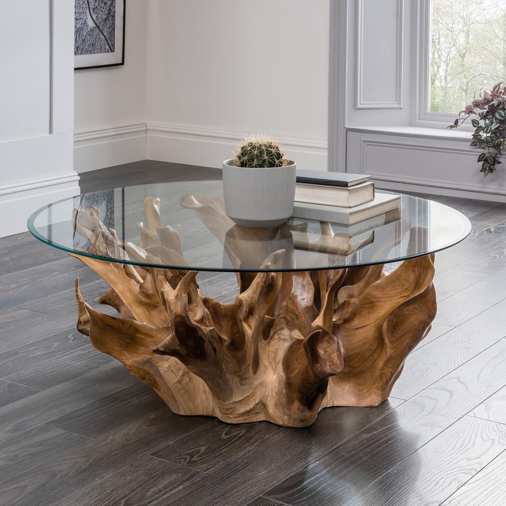 Teak Root Coffee Table - Modern Teak Coffee Table - Teak Round Coffee Table