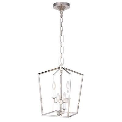 Timeless Home 17 in. L x 17 in. W x 26 in. H 4-Light Polished Nickel Contemporary Pendant