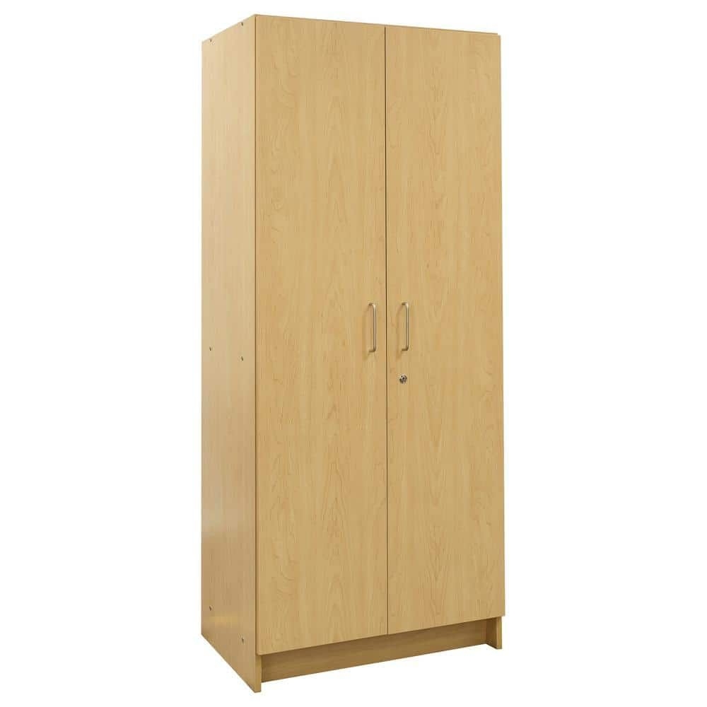 TOT MATE Double-Door Tall Storage Cabinet, Ready-To-Assemble (Maple), Brown