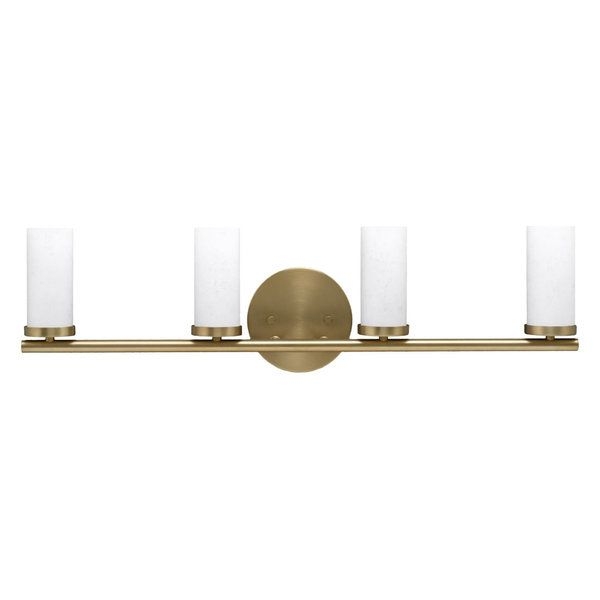 Trinity 4 Light Bath Bar, New Age Brass Finish With 2.5" White Muslin Glass