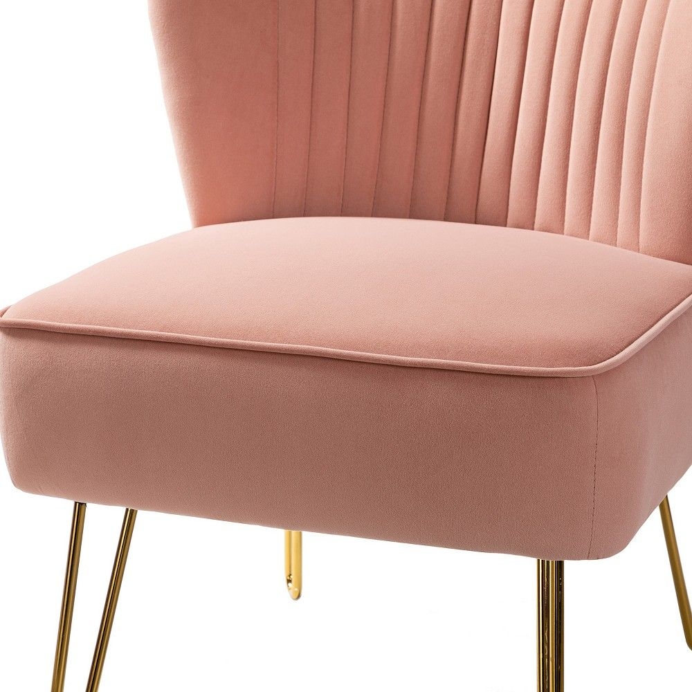 Upholstery Velvet Side Chair with Tufted Back | Karat Home-PINK