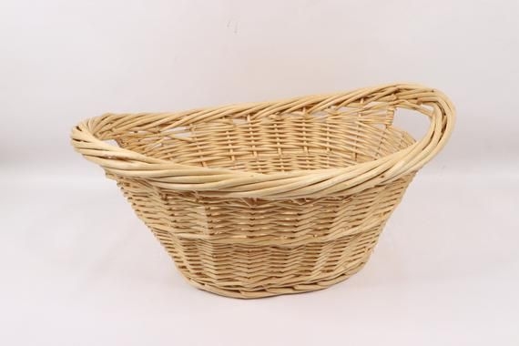 Vintage Antique Handwoven Wood Wicker Laundry Basket Clothing Hamper Bin, Vintage Wicker Laundry Ham