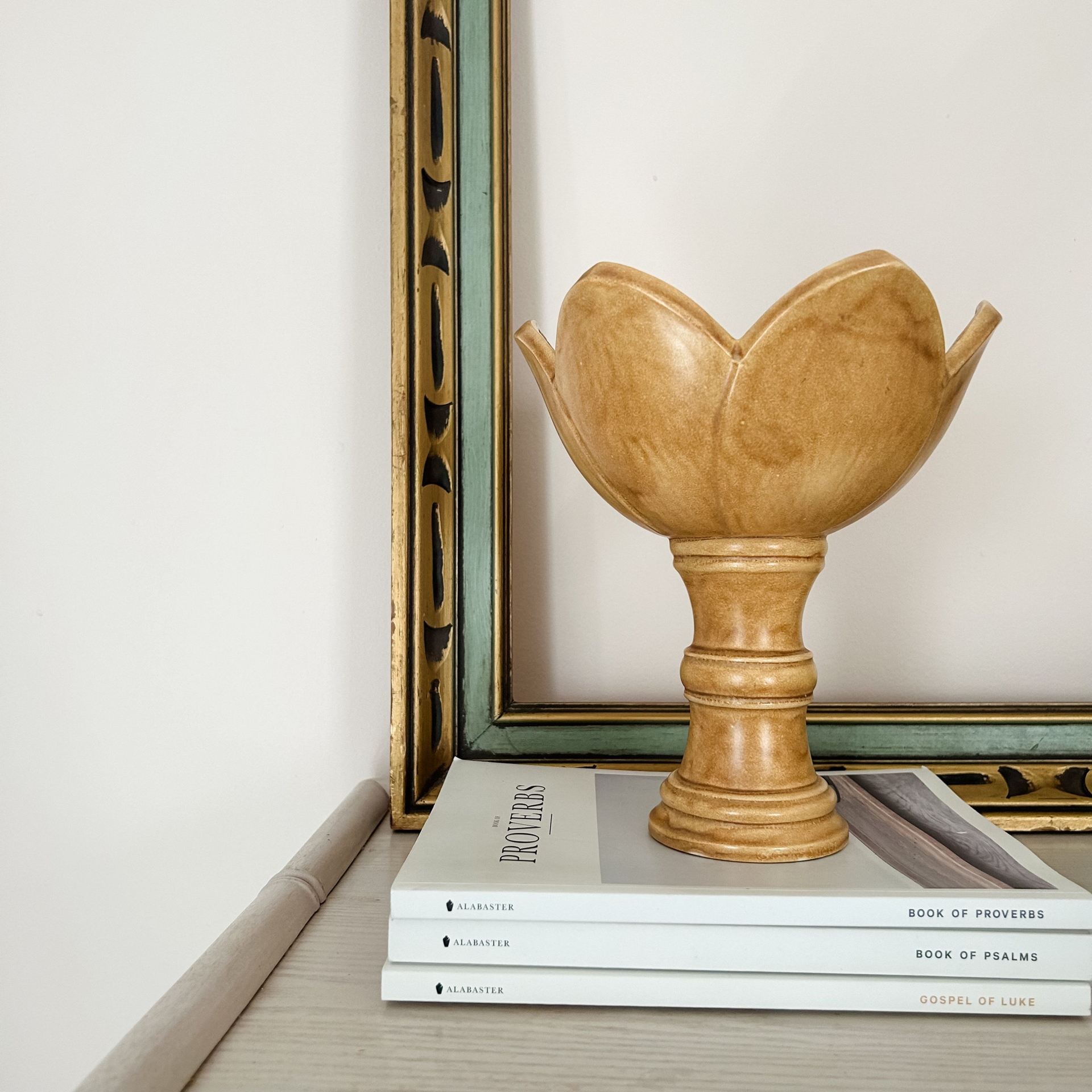 Vintage Pedestal Bowl Vintage Decorative Ceramic Decor Vintage Neutral Statement Pottery Decor Gift Cottagecore Farmhouse Decor Bowl Gift