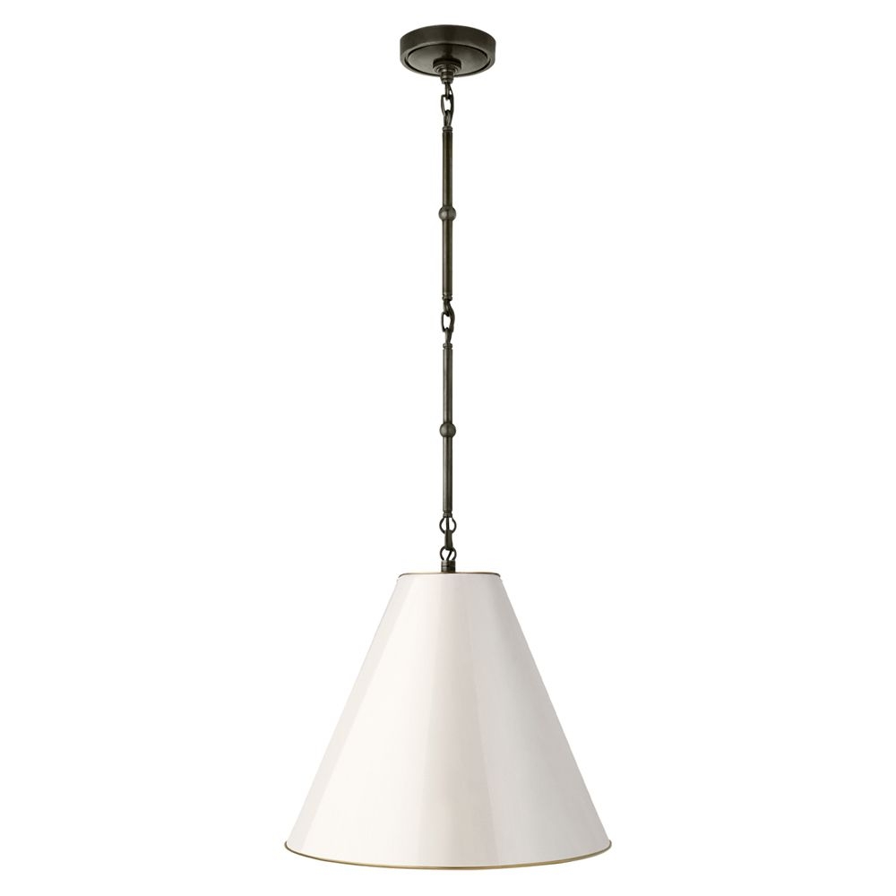 Visual Comfort Goodman Bronze Framed Antique White Shade Hanging Light - Small | Bronze/Antique