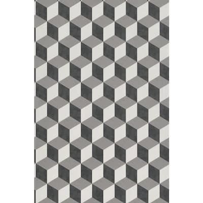 Walls Republic Bold 3 Dimensional Cube Black & White Paper Strippable Roll (Covers 57 sq. ft.), Black and White