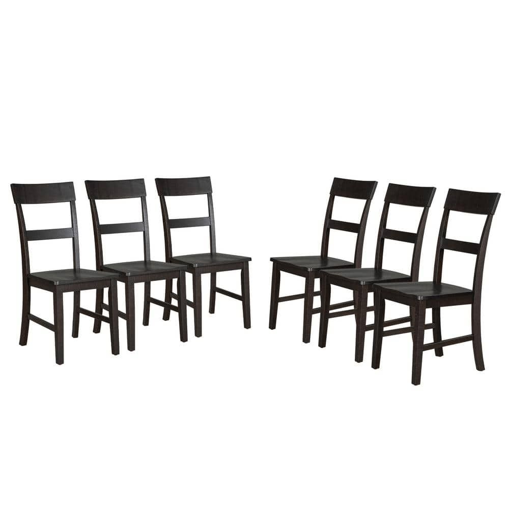 Wateday Espresso Wood Dining Chairs Side Chair (Set of 6), Brown