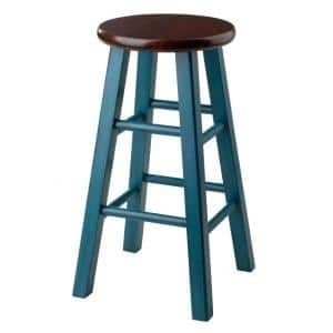 WINSOME WOOD Ivy 24 in. Rustic Teal and Walnut Counter Stool, Rustic Teal & Walnut