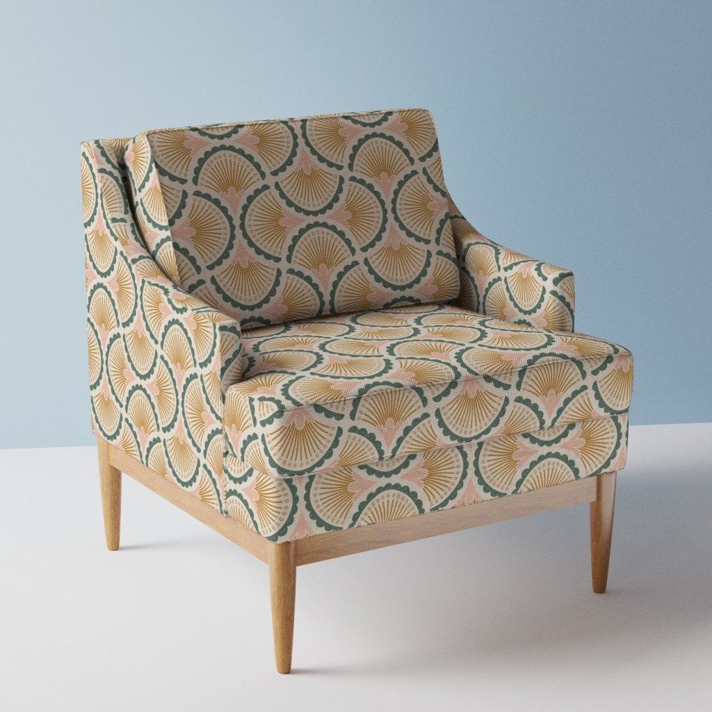 1920s Floral Upholstery Fabric- 1920s Luxe Floral by mijuo_design - Teal Mustard Blush 1920s Style   Fabric By The Yard With Spoonflower