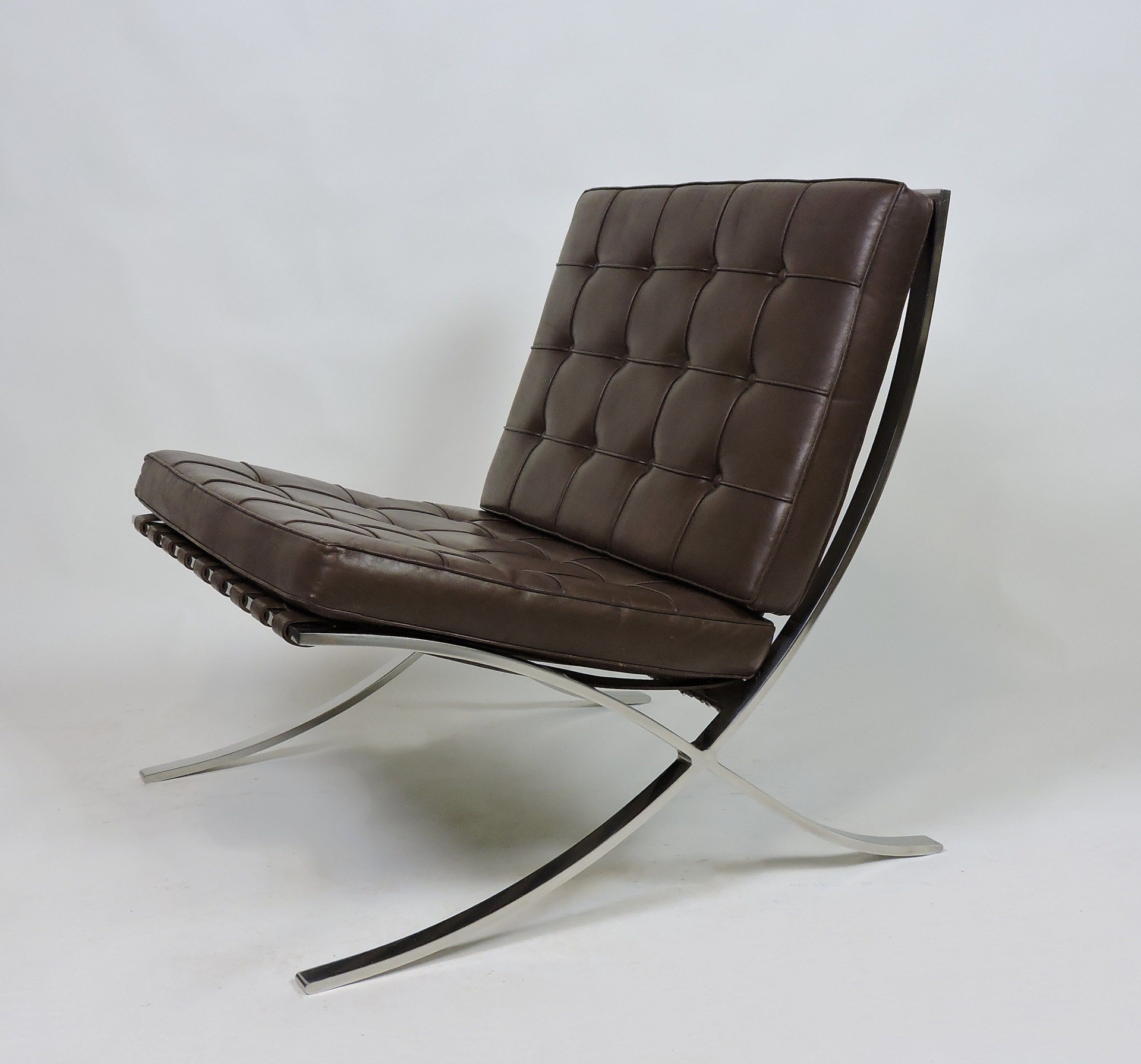 1960s Mies van der Rohe Bacelona Stainless Steel and Leather Chair for Knoll