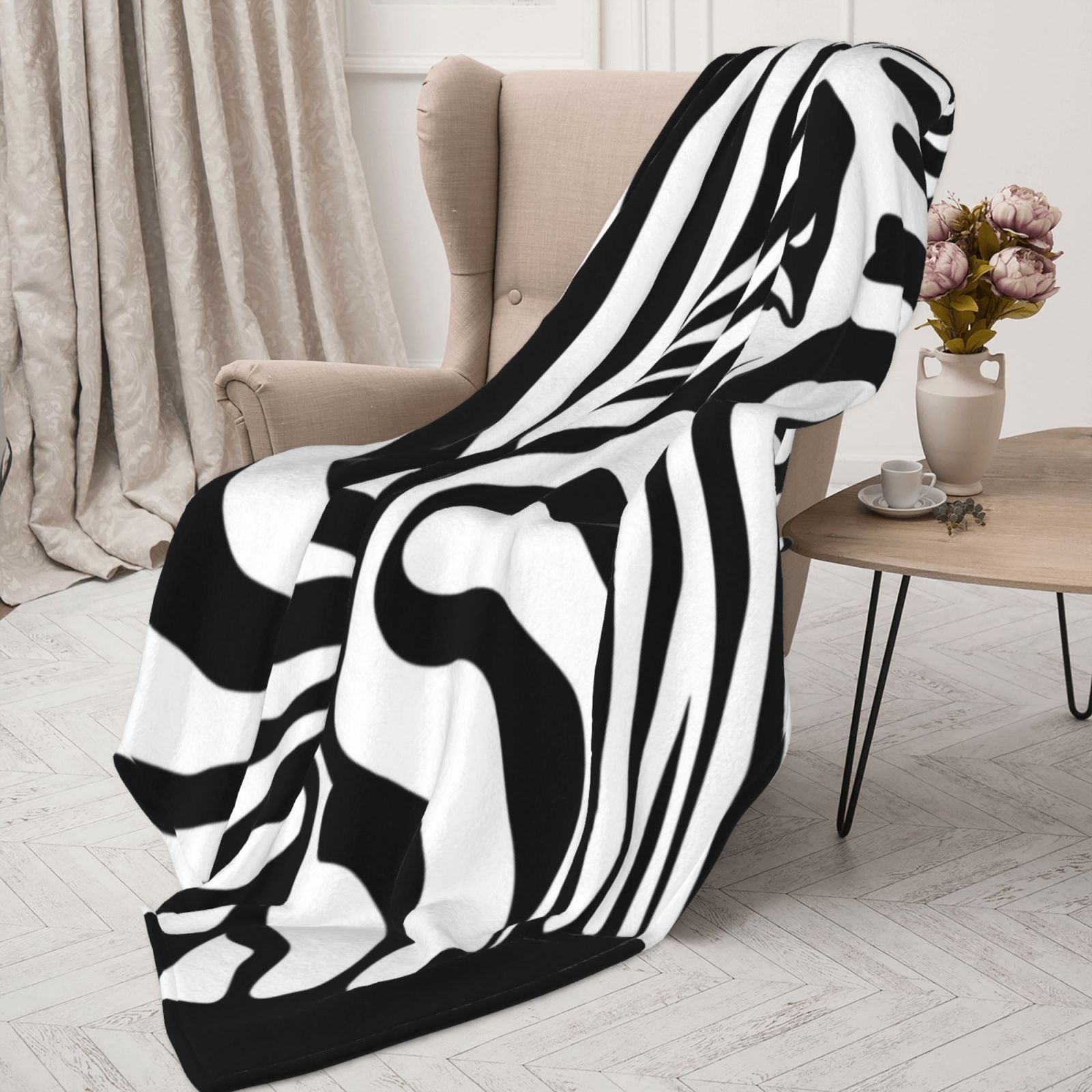 1pc Animal Zebra Pattern Blanket, Best Birthday Gifts Dormitory Office Nap Fleece Blanket, Travel Beach Throw Blanket, Party Decoration Blanket