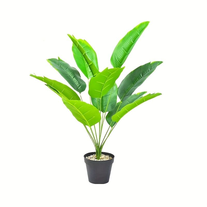 1pc Artificial Plants, Fake Banana Tree Leaves With Stems, Faux Bird Of Paradise Palm Tree, Imitation Frond Leaf Tropical Plants Greenery Floral Jungle Beach Party Home Garden Decoration
