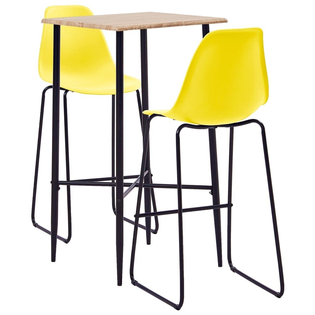 3 Piece Bar Set Plastic Yellow