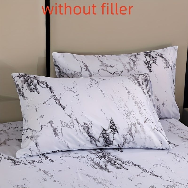3pcs Duvet Cover Set (1*duvet Cover + 2*pillowcase, Without Core), White Marble Print Bedding Set, Soft Comfortable Duvet Cover, For Bedroom, Guest Room
