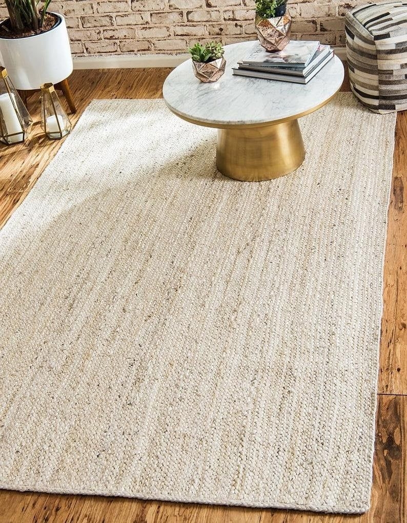 4x6 5x8 8x10 ft. Off White Jute Jute Braided Vintage Natural Meditation Area Rug Indian Antique Handmade Bohemian Round Rectangle Mat Decor