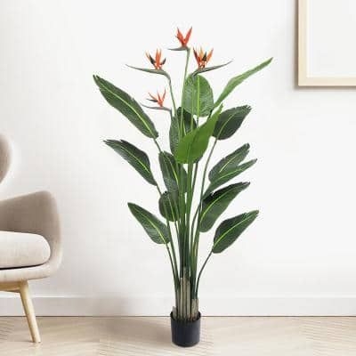 5 ft. Tropical Artificial Bird of Paradise Plant in Pot